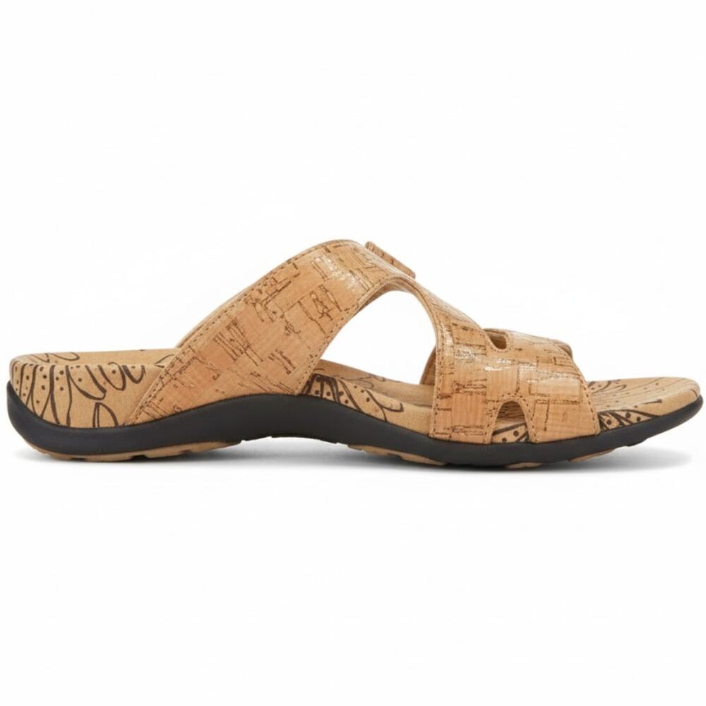 Vionic Lauren Slide Sandals WMNS US 8 EU 39 UK 6 Tan Orthotic Double-Strap Flats